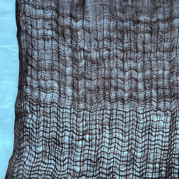 Scarf 100% LINEN Brown Loose Weave Breathable Thin Fringe 25 x 66 Rectangle - Picture 4 of 6